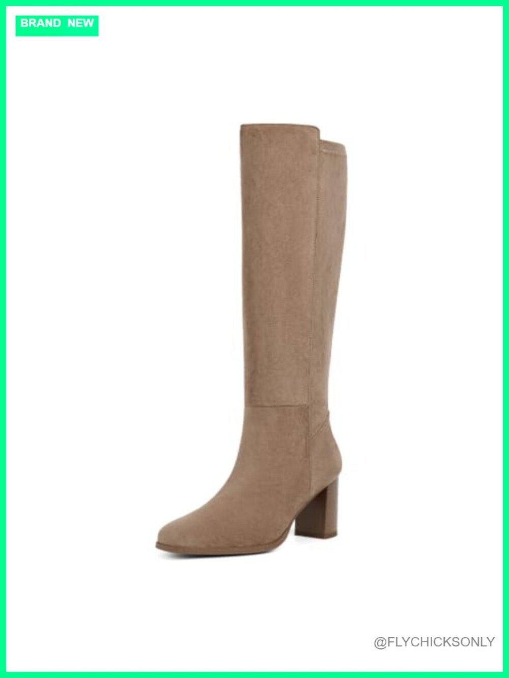 Women's Stretchy Faux Suede Knee High Boots Square Toe Chunky Block Heel Zip